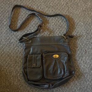 Vintage Treviso Black Leather Crossbody Bag
